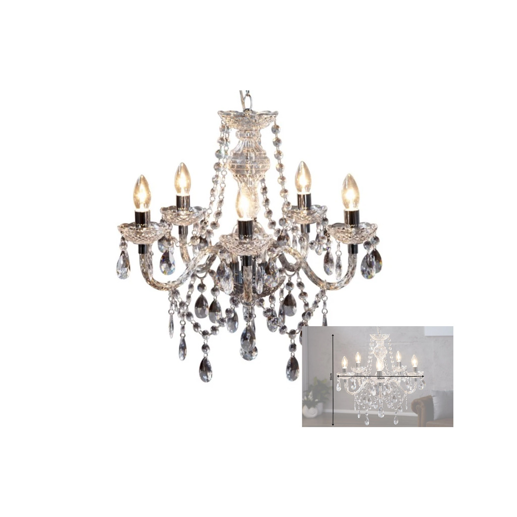 Eleganter Kronleuchter “Crystal” 55cm. mit Half-Coupler